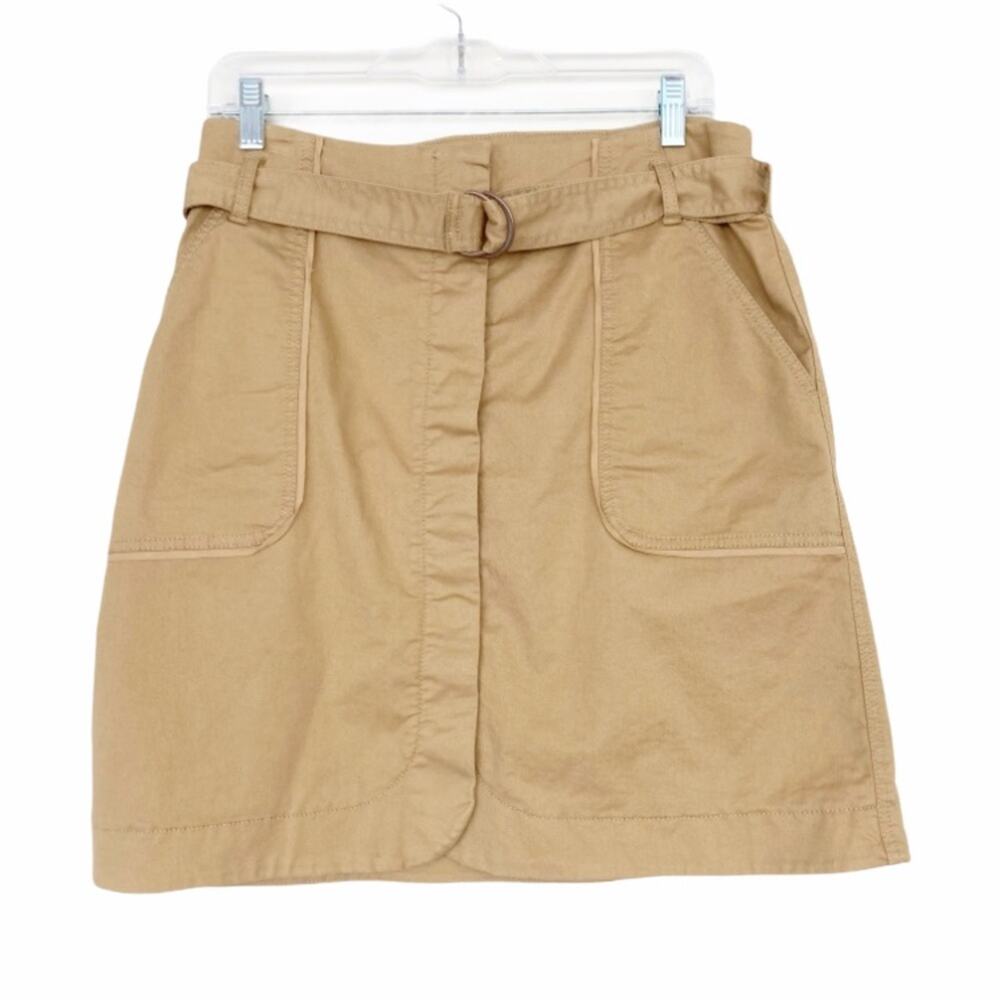 Ann Taylor Loft Tan Khaki Belted Skirt Sz 10P